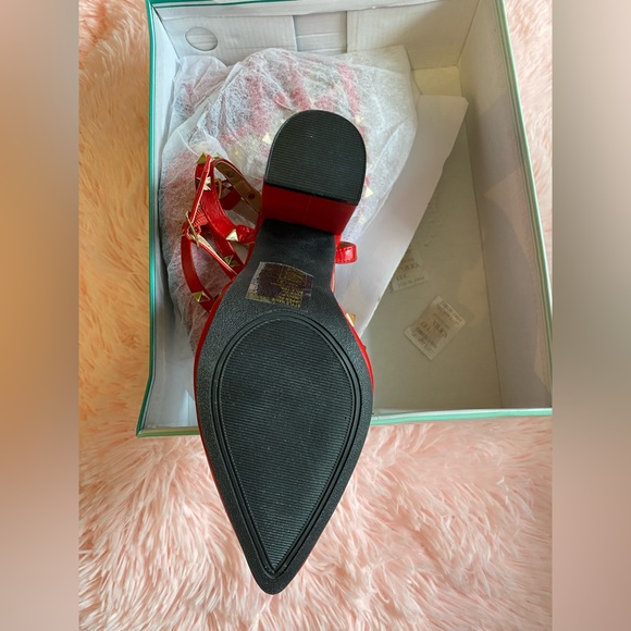 NEW FAHRENHEIT STRAPPY STUDDED PUMPS,RED 8-8.5 - Picture 8 of 8